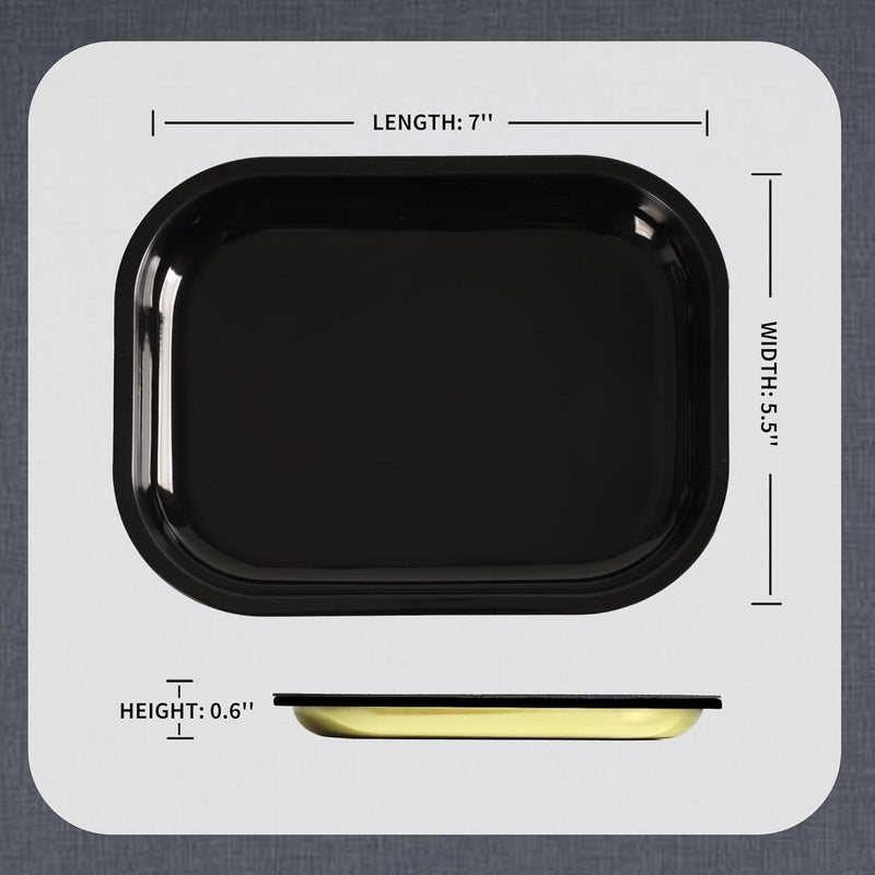 PYSEA Small Metal Tray with Magnetic Lid, Cute Decorative Tray, Ideal Storage for Home or Travel, 7 x 5.5 Inches (Black) - Image 3
